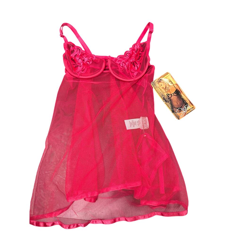 Shirley Of Hollywood Pink Sheer Slip Dress, Size Small